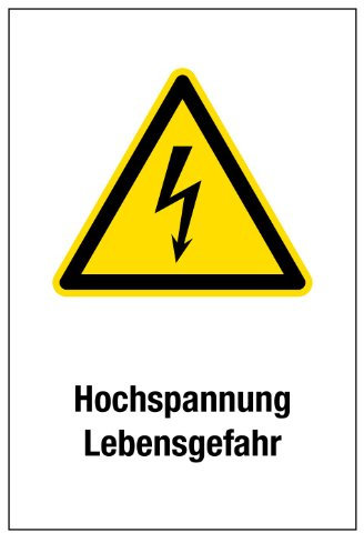 Warnschild aus Folie - Hochspannung Lebensgefahr - 20 x 30 cm