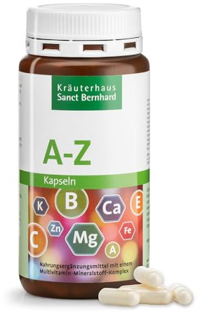 Sanct Bernhard A-Z-Kapseln mit Folsäure, Niacin, Biotin, Magnesium, Eisen, Kalium, Selen 150 Kapseln