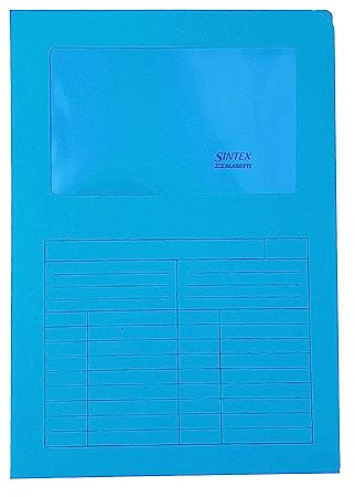 Blasetti Dokumentenmappen mit Fenster - SINTEX HELLBLAU Dokumentenordner für Büro, Format A4, Farbe Hellblau, Packung mit 50 Stück, 120 g/m² Papier, Auf zwei Seiten offen.