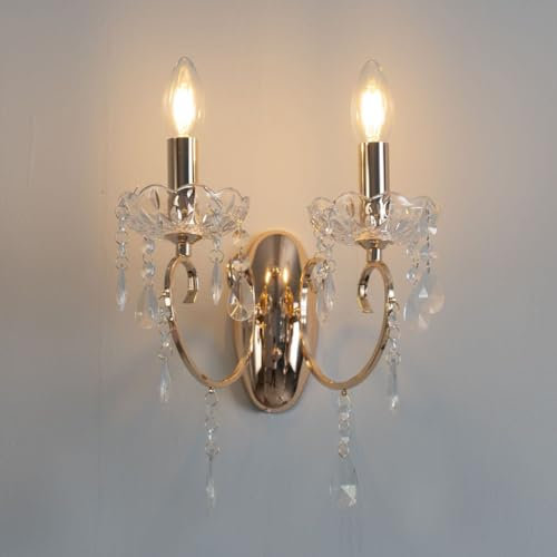 KosiLight – barroco lámpara de pared – 2 luces de cristal oro Pavia