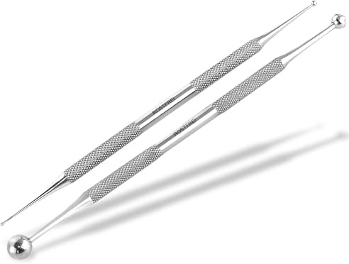 Punktsucher Massagestift Set 6/9-1/2 mm Kugeln Ø für Wellness 15 cm | 2 rostfreie Edelstahl Massage-Stifte für Entspannungsmassagen oder Shiatsu als ausbalancierter Punktsucher