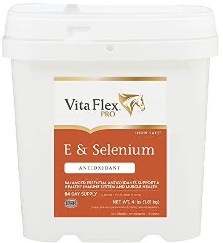 Vita Flex Pro E & Selenium Supplement, Vitamin E and Selenium Powder for Horses, Balanced Antioxidants, Equine Vitamin E Supplement, Horse Vitamins and Minerals, 4 lb, 64-Day Supply