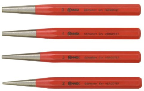 Connex COXT660104 Set de poinçons 4 pièces, Argent/rouge
