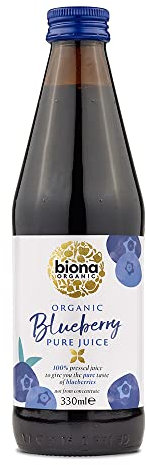 Biona Organic Blueberry Juice, 330ml - 100% Pressed Pure Juice from Organic Farms - Not from Concentrate - No Preservatives or Additives - Suitable for Vegans