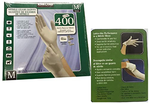 Kirkland Signature Nitrile Exam 400 Multi-Purpose Gloves Medium, White