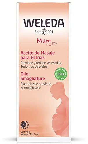 Weleda Olio smagliature, trattamento cosmetico pre-post gravidanza per inestetismi cutanei, con olio di mandorle, dermatologicamente testato (1x100 ml)