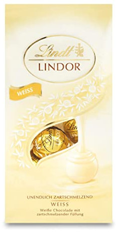 Lindt Schokolade LINDOR Kugeln weiß | 137 g Beutel | ca. 10 Kugeln weiße Schokolade mit zartschmelzender Füllung | Pralinen-Geschenk | Schokoladen-Geschenk