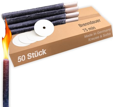 50 St Wachsfackeln 60-75 Min. Brennzeit Lagerfeuer Fackel Wachsfackel