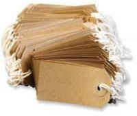 50 Small Brown/Buff (Manilla) Strung 70x35mm Tag/Tie On Luggage Labels