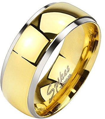 Mianova Band Ring Titan Gold poliert abgestufter Silber Rand für Damen oder Herren