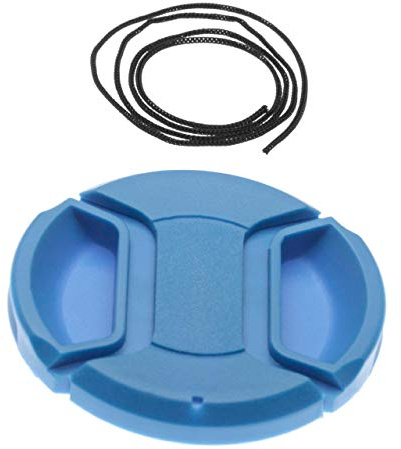 vhbw copriobiettivo universale 55 mm per fotocamera - plastica blu, presa interna