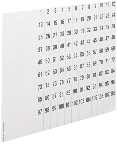 Hager ZZ90C Beschriftungsbögen,uniZ, Nummerier.1-108 (1Stk=1Satz m.10Stk)
