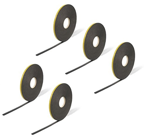 Virtual Plastics Double Sided Foam Tape - Heavy Duty Glazing Tape - 5 Pack of Black - 2mm Thick x 10mm Wide x 25m Long