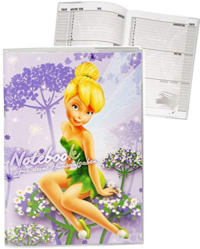 alles-meine.de GmbH Hausaufgabenheft - Tinkerbell/Fairy - für Faule - ohne Vortragen der Stunden ! - Schule - incl. Schutzhülle & bunten Seiten - für Mädchen/Kinder - Gru..