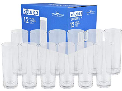 Van Well 12 Stk. Kölschgläser 0,2L /-/ geeicht und robust Kölsch Gläser Set