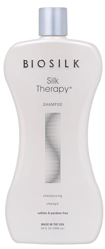 BioSilk Silk Therapy Shampoo, Gentle Hair Cleanser for Healthy, Shiny Hair, Conditions with Silk Proteins & Botanical Extracts, Sulfate-Free, Paraben-Free, Cruelty-Free, 34 Oz
