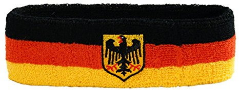 Flaggenfritze Schweiß- und Stirnbänder Deutschland mit Adler, für Erwachsene und Jugendliche, Sport/Fitness/Yoga, modisches Fan-Accessoire