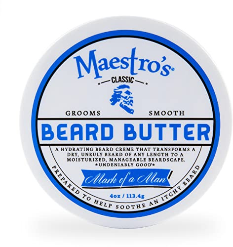 Maestro's Classic BEARD BUTTER | Anti-Itch, Extra Soothing, Hydrating Beard Creme For All Beard Types & Lengths- Mark of a Man Blend, 4 Ounce