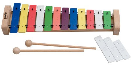 Goldon - Sopran-Metallophon, 12+3 bunte Klangplatten