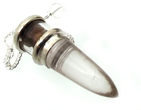 Tigers Eye and Quartz Gemstone Vial Capsule Pendulum