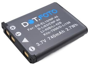 Dot.Foto D-LI63, D-LI108 Premium 3.7v / 740mAh Batterie Rechargeable pour Pentax efina/Optio L30 L40 LS465 LS1000 LS1100 M30 M40 M90 M900 NB1000 RS1000 RS1500 T30 V10 V15 W30