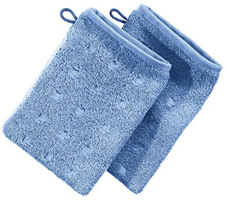 Möve Waschhandschuh Quadretti 2er-Pack Walk-Frottier hellblau Größe 15x20 cm