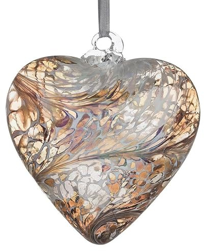 Sienna Glass 12cm Hanging Glass Ball – Handcrafted Iridescent Mouth-Blown Glass Ornament with Light Reflecting Finish – Unique Gift Boxed Decoration for Windows, Gardens, Weddings, Birthdays