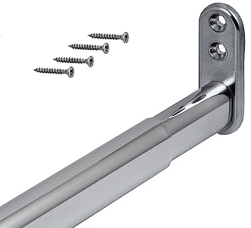 Gedotec | Asta appendiabiti argento cromato lucido | OVAL-TELEMAGIC | 40-60 cm | 1 Set di aste telescopiche estensibili 400-600 mm | acciaio 22 x 15 mm | Flessibili per armadi da montare a parete