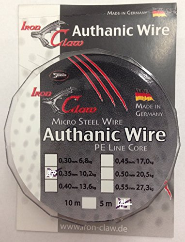 Iron Claw Unisex – Erwachsene 10C4039507047726C10 Authanic Wire-knotbares Stahlvorfach mit Dyneema-Seele-13,6 kg-5 m, Bunt, Normal