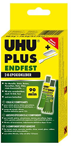 UHU PLUS endfest 90 min Tube Binder + Tube Härter, Infokarte