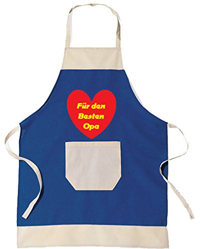 SHIRT-TO-GO BBQ Grillschürze & Küchenschürze in blau Fü den Besten Opa als Geschenkidee