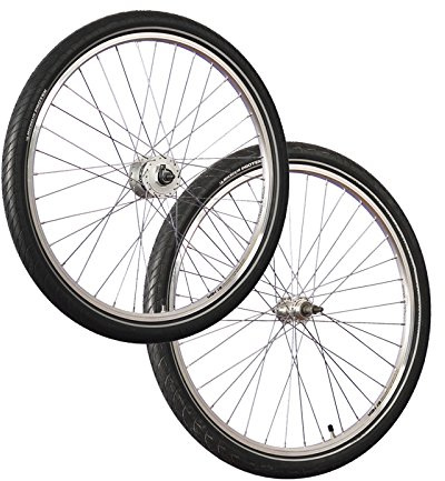 26 Pulgadas Juego de Ruedas Bici Dinamo buje neumáticos Plateado