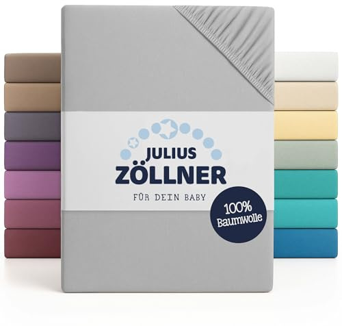 Julius Zöllner Jersey Spannbettlaken für Wiegen 90x40cm und Stubenwagen, 100% Baumwolle, STANDARD 100 by OEKO-TEX, hellgrau