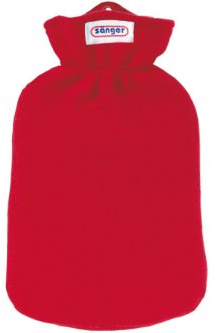 Värmeflaska med fleeceöverdrag, 2,0 liter (röd)