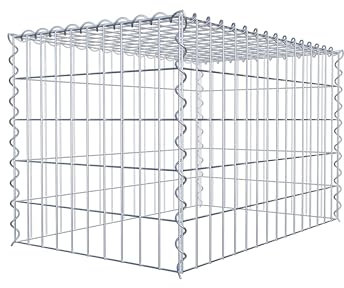 GABIONA Cesta para piedra (rectangular, malla de 5 x 10 cm, profundidad de 50 cm, cesta de cultivo tipo 3, cierre de espiral, galvanizada (80 x 50 x 50 cm)