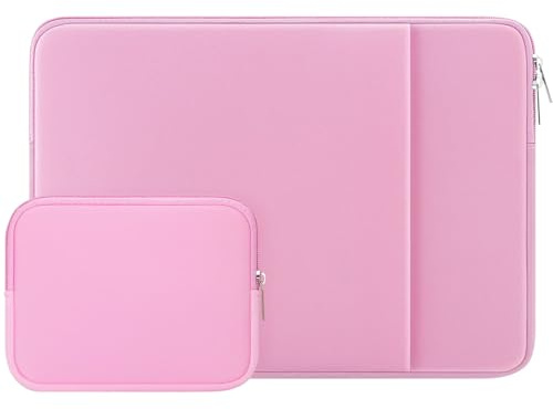 RAINYEAR 11-11.6 Inch Laptop Sleeve Case Soft Computer Bag with Front Pocket &Accessories Pouch,Compatible with 11.6 Mac_Book Air 13 Macbook Neo for 11 Notebook Tablet Chromebook(Pink)