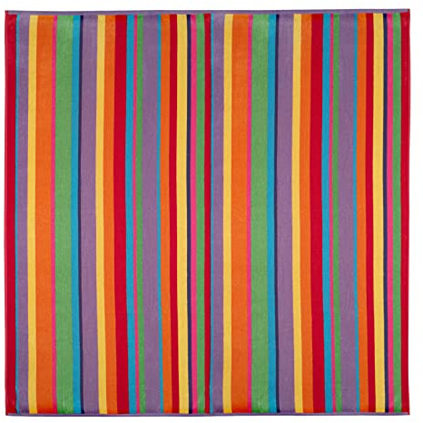 COTTON CRAFT Summer of Siam Extra Wide Beach Towel for Two - 58x68 - Pure Cotton - Double Woven Jacquard Thick Plush Super Soft Luxurious Velour Pile - Pool Picnic Bath - 450 GSM - Multi Color Stripe