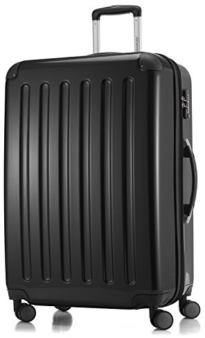 HAUPTSTADTKOFFER Alex - Großer Hartschalen-Koffer, TSA, 4 Doppel-Rollen, Trolley, Rollkoffer, Reisekoffer, Volumenerweiterung, 75 cm, 119 Liter, Schwarz