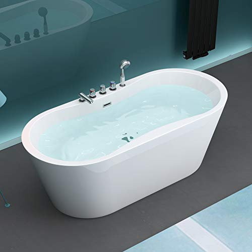 Mai & Mai Freistehende Badewanne 180x80cm inkl. Armatur Standbadewanne aus Sanitäracryl V602MA
