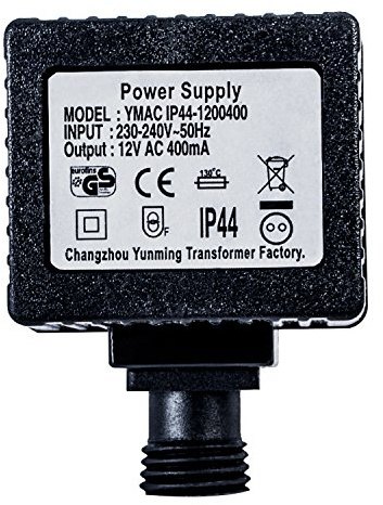 Köhko-Zubehör Transformateur 12V 4,8 VA/W Alimentation AC pour Usage extérieur (IP44) Éclairage LED et transformateur de Pompe 400 mA 29016-400