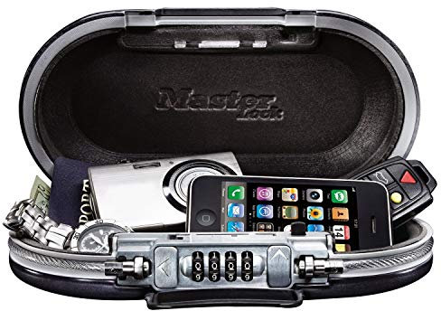 Master Lock Custodia Nomade Safe Space- Combinazione a Cifre, travel, grigio, abs alta resistenza e metallo spazzolato