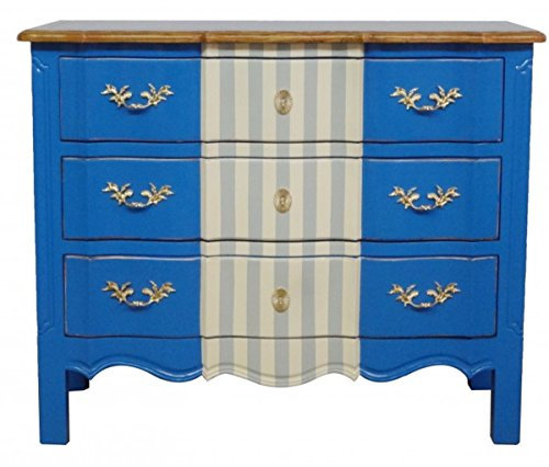 Casa Padrino Barock Kommode Blau/Weiß Grau/Holzfarben 105 cm