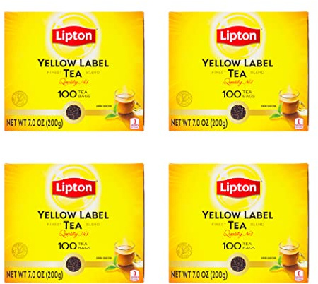Lipton Yellow Label International Blend | Tea Bags | Premium Tea | Lipton Unsweetened Instant Chai | 200 Grams (Pack of 4)