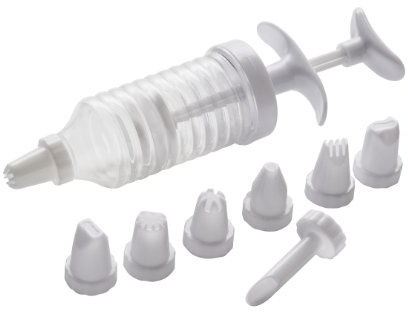 Premier Housewares 0806528 Seringue à Pâtisserie avec 8 Différentes Douilles pour Décoration et Glaçage de Gâteaux en Polypropylène Blanc