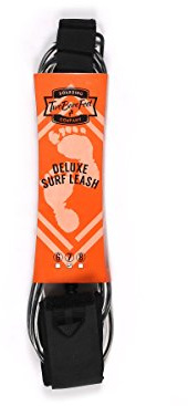 Two Bare Feet Deluxe Surfboard Leash Black - 6ft, 7ft or 8ft Lengths (6ft)