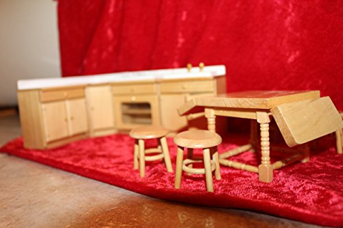dollshouse Puppenhausmöbel, Küche aus Holz,9 Teile, 1:12