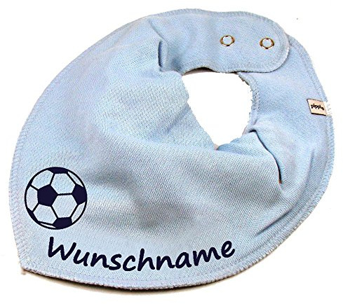 HALSTUCH mit Namen oder Text personalisiert für Baby oder Kind aus Baumwolle in Einheitsgröße Fußball