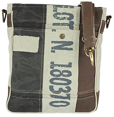 Sunsa Umhängetasche. Unisex Schultertasche in Vintage Stil. A4 geeignet | braun/ beige/schwarz Retro Tasche, Crossbody Bag aus Canvas/ Leder, Handtasche in Vintage Stil mit verstellbaren Henkel