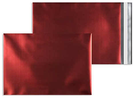 Farbige Folienumschläge | Premium | 114 x 162 mm (DIN C6) Rot (100 Stück) mit Abziehstreifen | Briefhüllen, Kuverts, Couverts, Umschläge mit 2 Jahren Zufriedenheitsgarantie