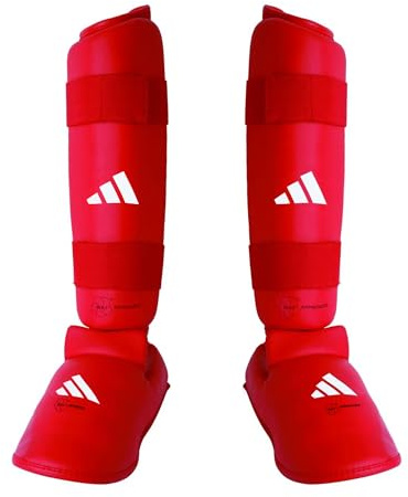 adidas WKF Karate Shin And Removable Instep Pads (Red, Large)